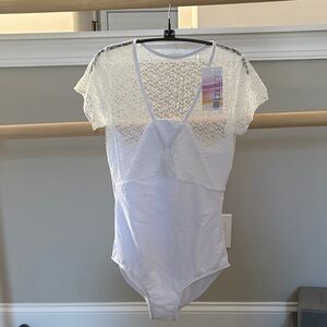 Elegant White Lace Ballet Leotard